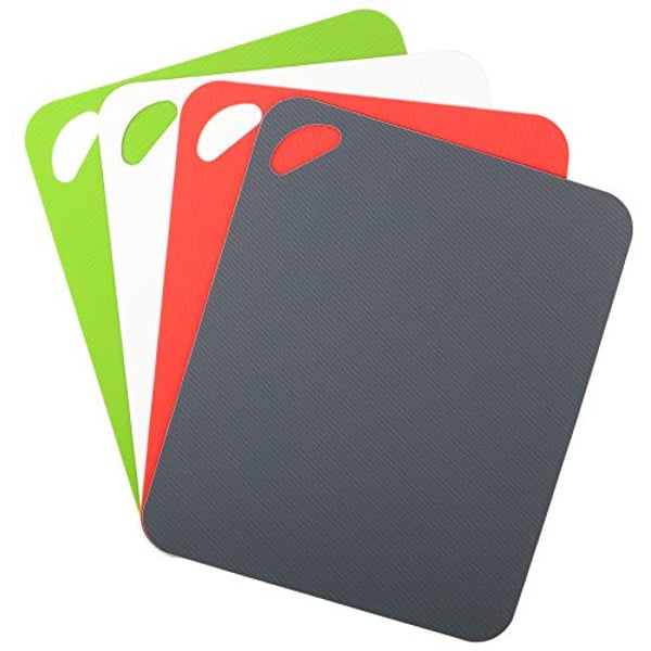 Dexas Heavy Duty Grippmat Flexible Cutting Board Set Of Four, 11.5 By 14 Inches, Gray, Red, White And Green