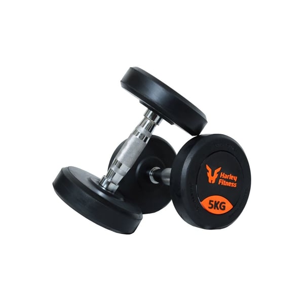 Harley Fitness 5.00kg Permium Rubber Coated Round Dumbbells - Piar