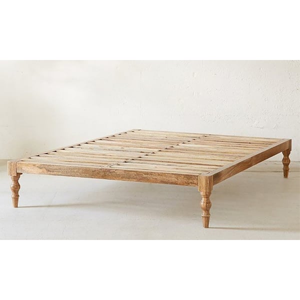 Classic Solid Wood Bed Single Bed without Mattress Natural Biege