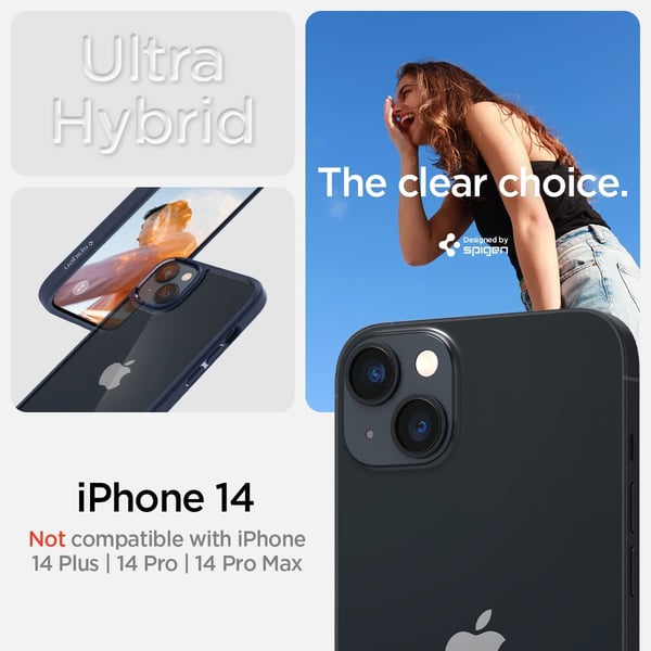 Spigen Ultra Hybrid designed for iPhone 14 case cover - Navy Blue