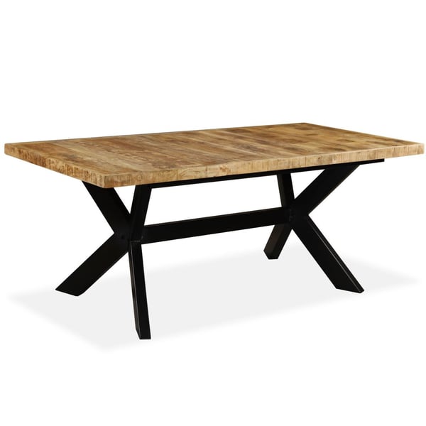 vidaXL Dining Table Solid Mango Wood and Steel Cross 180 cm