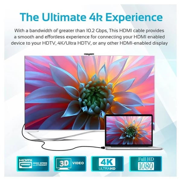 Promate High Definition Right Angle 4K HDMI Audio Video Cable 3m Promate High Definition Right Angle 4K HDMI Audio Video Cable 3m