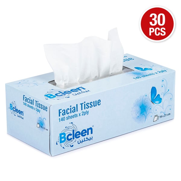 Bcleen Premium Facial Tissue Paper 140 Sheets 2ply (Pack of 30pcs) Bcleen Premium Facial Tissue Paper 140 Sheets 2ply (Pack of 30pcs)