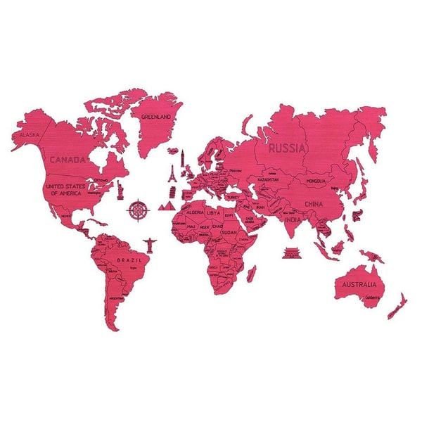 Wooden City World Map XXL Coral