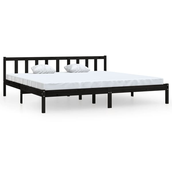 vidaXL Bed Frame Black Solid Pinewood 180x200 cm 6FT Super King UK
