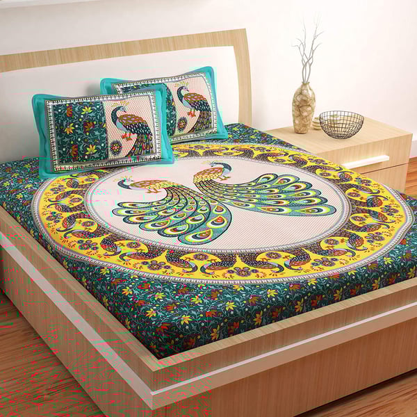 Story@Home Bedsheet, Green/Yellow, PL1427, Set of 3