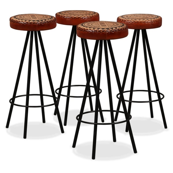 vidaXL Bar Stools 4 pcs Real Leather