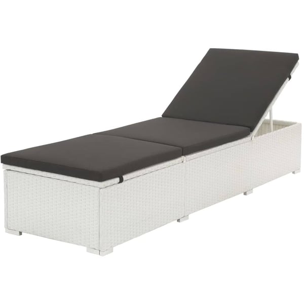 Vidaxl Sun Lounger With Cushion Poly Rattan White Vidaxl Sun Lounger With Cushion Poly Rattan White