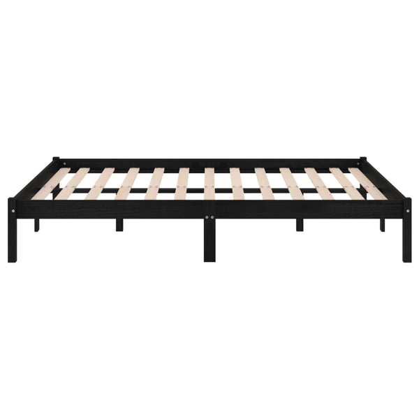 vidaXL Bed Frame Black Solid Pinewood 150x200 cm 5FT King Size vidaXL Bed Frame Black Solid Pinewood 150x200 cm 5FT King Size
