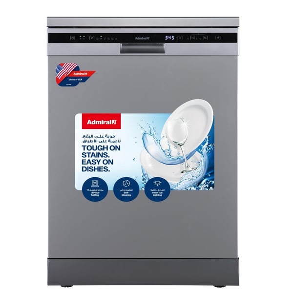Admiral Freestanding Dishwasher 13 Place Settings 6 Wash Programs Silver ADDW136USCP Silver