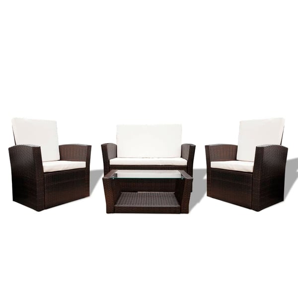 Vidaxl 4 Piece Garden Lounge Set With Cushions Poly Rattan Brown