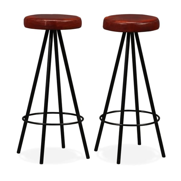 vidaXL Bar Stools 2 pcs Real Leather vidaXL Bar Stools 2 pcs Real Leather