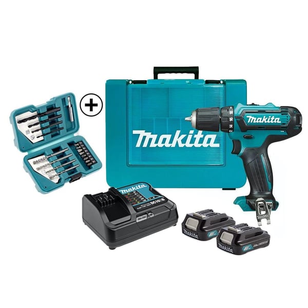 Makita Li-Ion Cordless Drill Driver W/Bit Set & Batteries DF331DWAE (12 V)