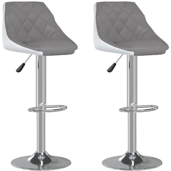 Vidaxl Bar Stools 2 Pcs Grey And White Faux Leather Vidaxl Bar Stools 2 Pcs Grey And White Faux Leather