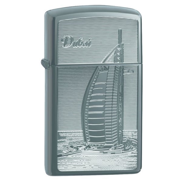 Zippo Slim Burj Al Arab Design - Black Ice Matte