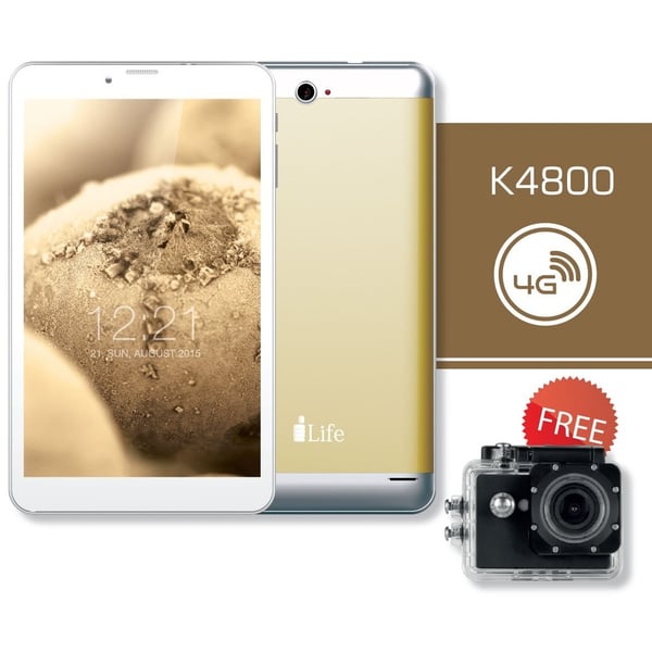 ILife K4800 Tablet - Android WiFi+4G 16GB 1GB 8inch Gold + Action Camera