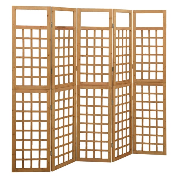 Vidaxl 5-panel Room Divider/trellis Solid Fir Wood 201.5x180 Cm