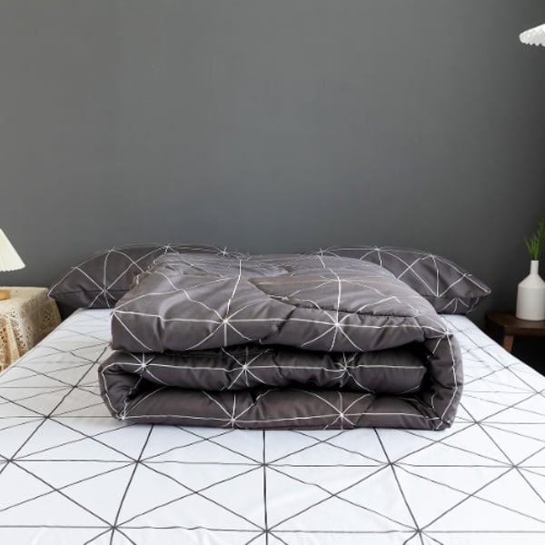 Deals For Less - Comforter Set Of 4 Pieces Geometric Design Ash Color