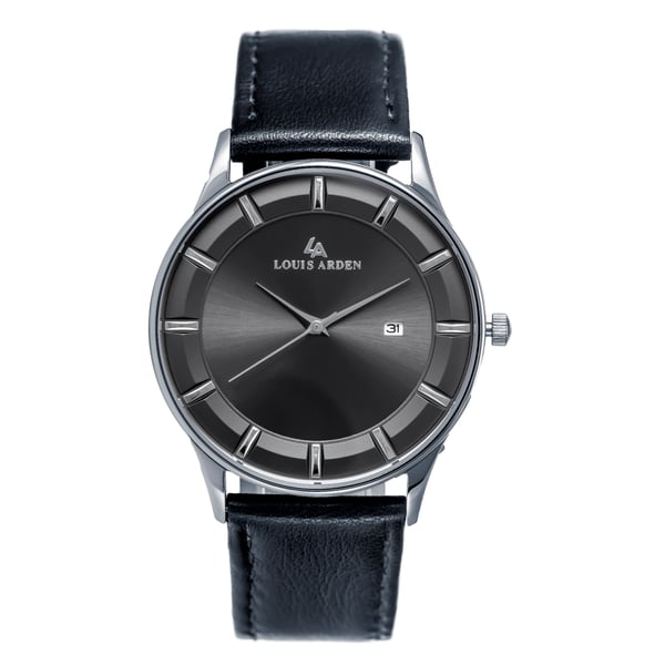 Louis Arden Men's Leather Analog Watch - LA2686M-BLK-PNP-BLK Louis Arden Men's Leather Analog Watch - LA2686M-BLK-PNP-BLK