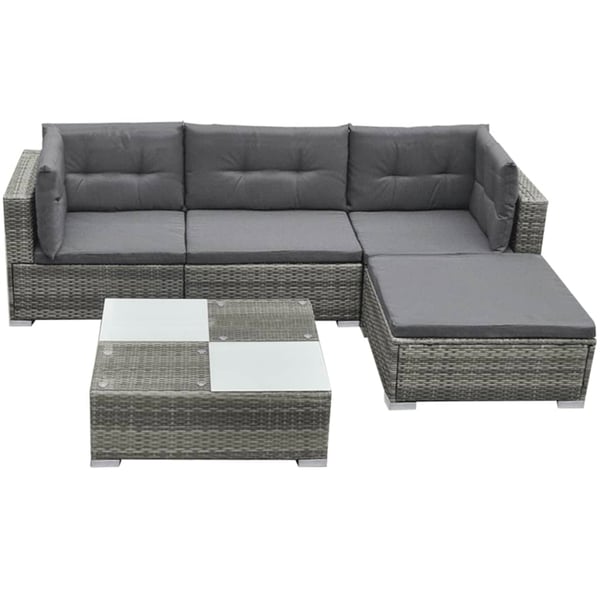 Vidaxl 5 Piece Garden Lounge Set With Cushions Poly Rattan Grey