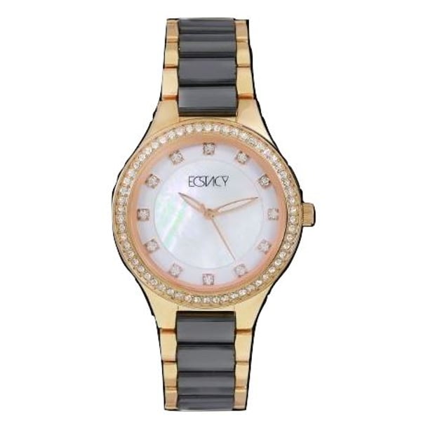 Ecstacy Black/Rose Gold Stainless Steel Analog Watch For Women E9511-KCWM