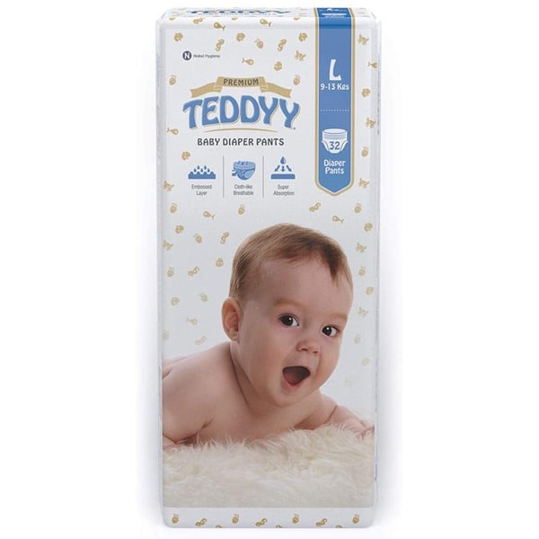 Teddyy Baby Diapers Larg Premium ,32 pcs
