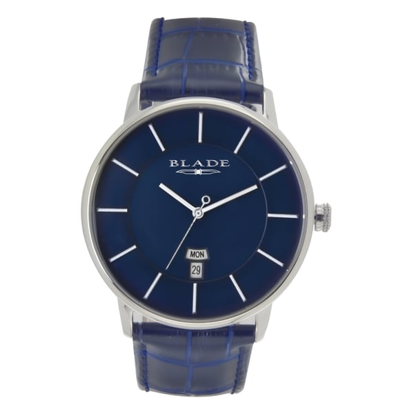 BLADE Sphere Navy 3650G1SBB SS & Leather Day-Date Men's Watch