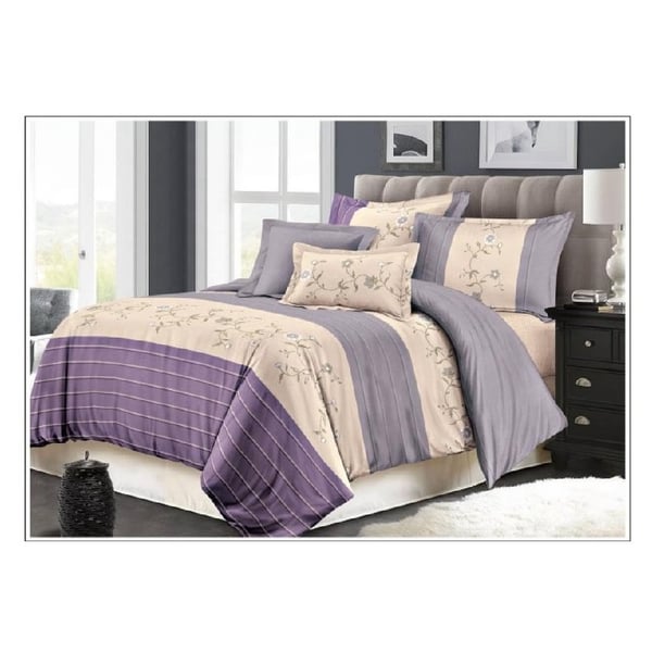 AIWA AI-908-2/M.FIBER King Comforter Set 240x260cm Poly Cotton Print Purple AIWA AI-908-2/M.FIBER King Comforter Set 240x260cm Poly Cotton Print Purple