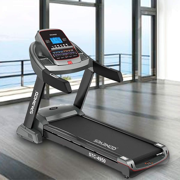 Sparnod Fitness Semi-Commercial Treadmill - Automatic Motorized Walking & Running Machine for Home Use - Foldable, Auto Incline- STC-4950 (4.5 HP AC Motor) Sparnod Fitness Semi-Commercial Treadmill - Automatic Motorized Walking & Running Machine for Home Use - Foldable, Auto Incline- STC-4950 (4.5 HP AC Motor)