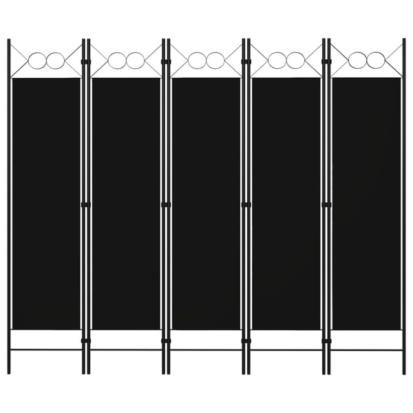 Vidaxl 5-panel Room Divider Black 200x180 Cm Vidaxl 5-panel Room Divider Black 200x180 Cm