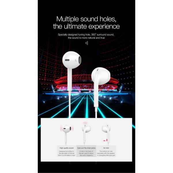 Totu EAUA-021 In Ear Wired Earphones White Totu EAUA-021 In Ear Wired Earphones White