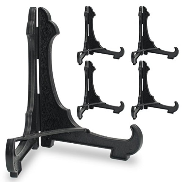 Banberry Designs Black Easels - Set Of 5 Black Plastic Easels With Locking Bar- Folding Display Stands- 5