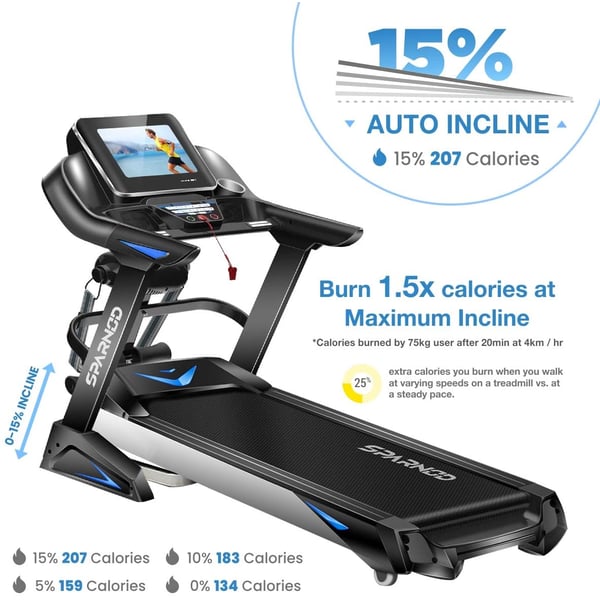 Sparnod Fitness Automatic Motorized Treadmill for Home Use - Touchscreen Display with Wifi and Massager-STH-6000 3 HP (6 HP Peak) Sparnod Fitness Automatic Motorized Treadmill for Home Use - Touchscreen Display with Wifi and Massager-STH-6000 3 HP (6 HP Peak)