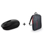 Microsoft Wireless Mobile Mouse Black 1850 U7Z-00004 + Portland Backpack