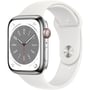 Apple Watch Series 8 GPS + Cellular 41mm Silver Stainless Steel Case with White Sport Band - Regular