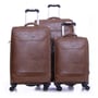 Para John 3pcs Buffalos Trolley Luggage Set Brown